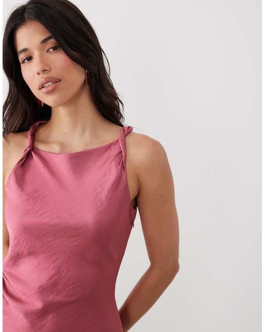 Jdy Pink High Neck Satin Maxi Dress