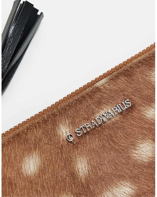 Stradivarius Brown Small Printed Toiletry Bag