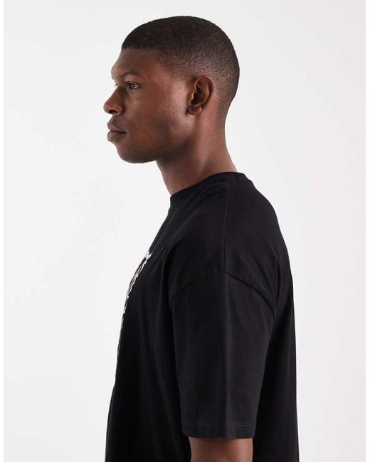 ASOS Oversized Recht T-Shirt Met Bloemenpostzegelprint in het Blue voor heren