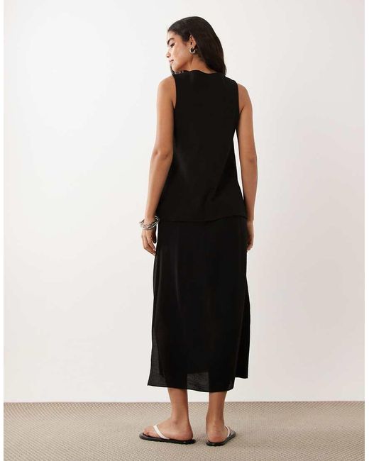 ASOS Black Double Layer Column Midi Dress