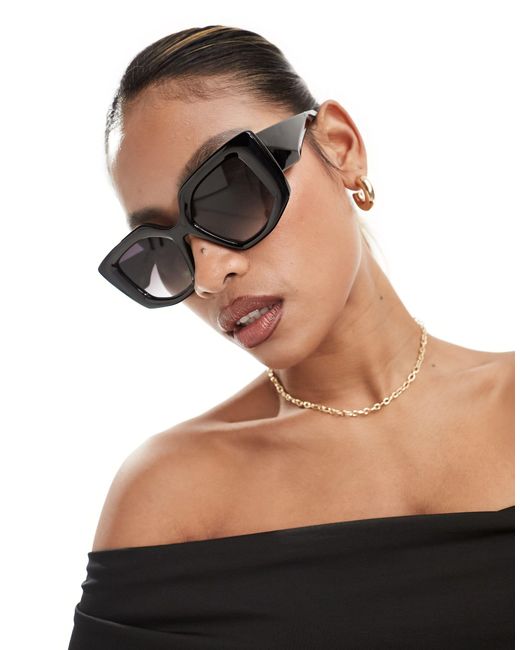 ALDO Black Buenos Oversized Square Bevelled Sunglasses