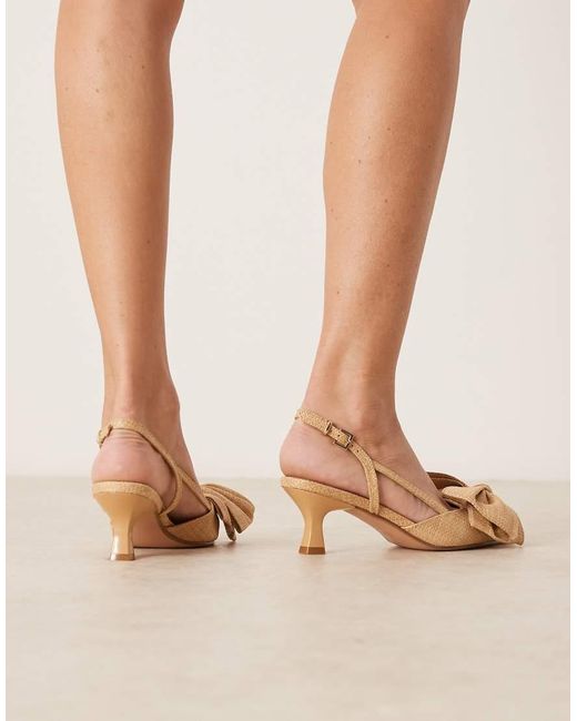 Glamorous Natural Kitten Heel Shoes With Bow