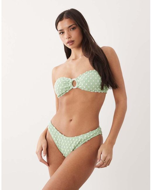 South Beach Green Polka Dot High Leg Bikini Bottom