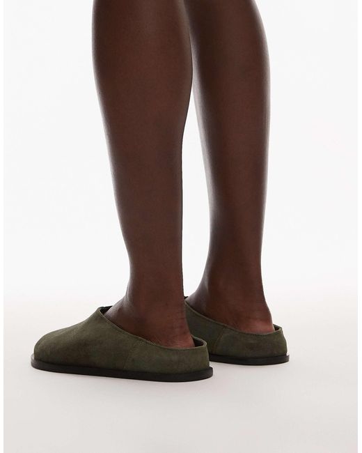 TOPSHOP Brown Abbie Suede Mules