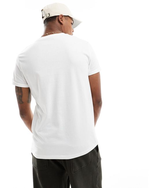 Camiseta blanca con mangas remangadas ASOS de hombre de color White