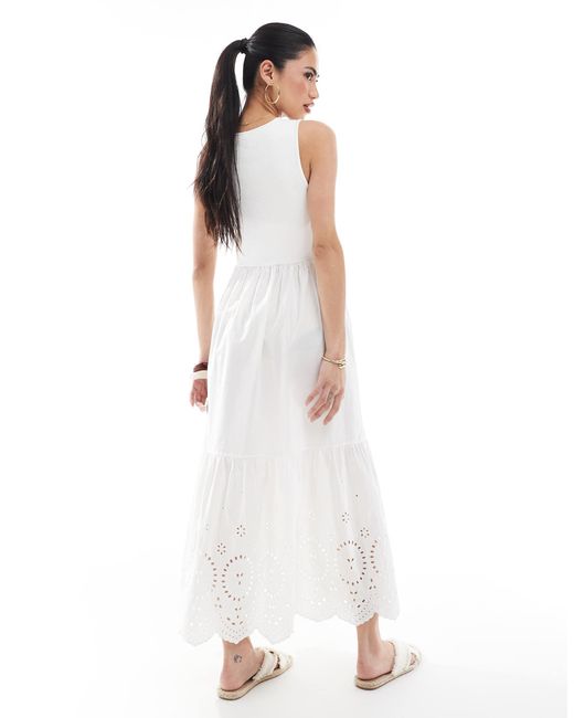 New Look White – geripptes midikleid