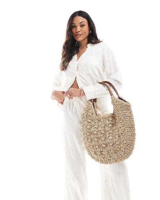 Accessorize White Raffia Large Scoop Shoulder Bag