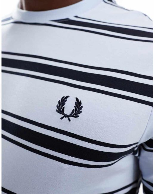 Fred Perry Gestreept Overhemd Met Korte Mouwen in het Blue voor heren