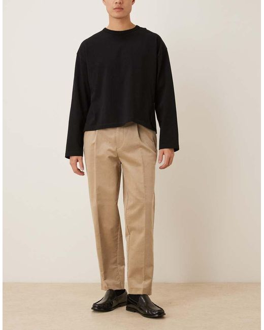 ASOS Natural Smart Oversized Tapered Pleated Pants for men