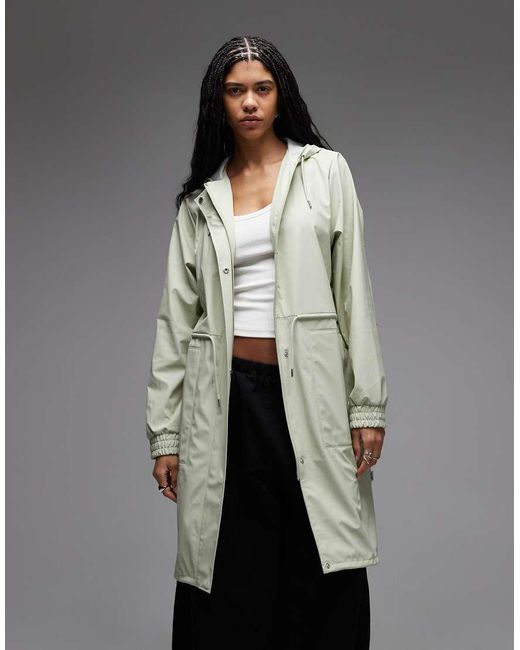 Rains Gray 18550 String Waterproof Cinched Longer Parka Jacket