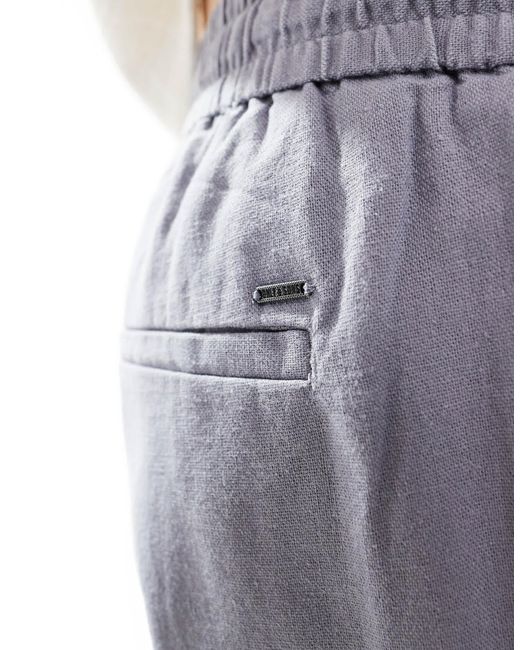 Only & Sons Gray Loose Fit Linen Mix Trouser for men
