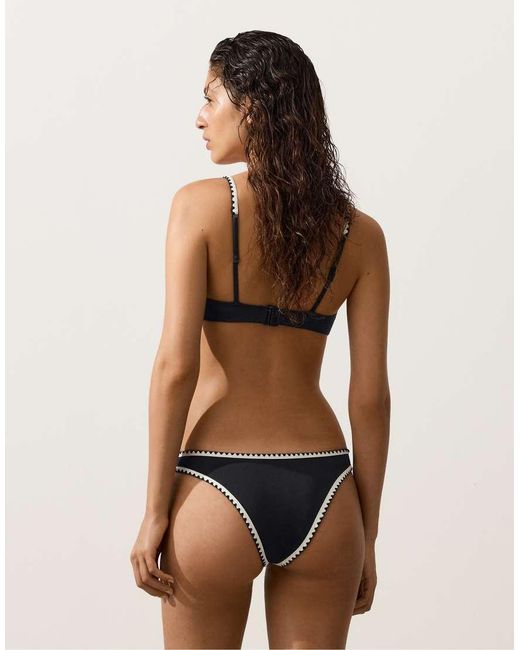 Oysho Natural Contrast Stitch U-cut Medium-coverage Bikini Briefs