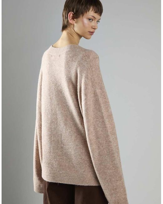 Glamorous Natural Button-Front V-Neck Cardigan