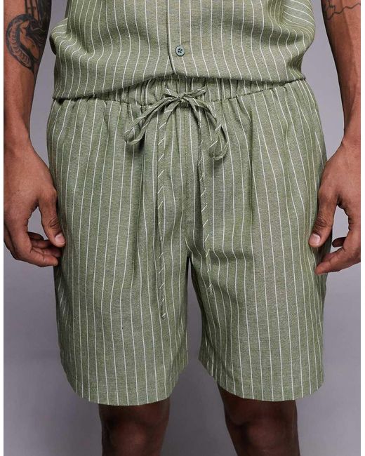 South Beach Green Linen Short for men