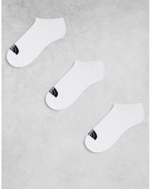 The North Face White 3 Pack Invisble Trainers Socks