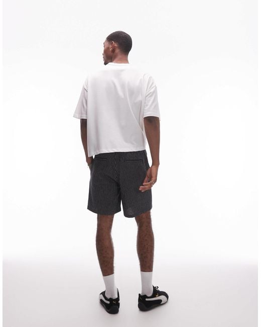 Short baggy texturé à rayures Topman pour homme en coloris White