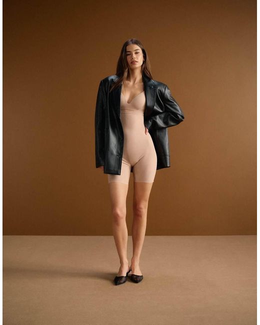 Calvin Klein Brown Shapewear Firm Sculpted Stay Put Mesh Short Bodysuit