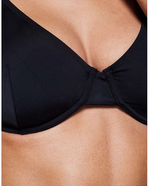 ASOS Black Fuller Bust Maya Marina Del Ray High Apex Plunge Underwired Bikini Top