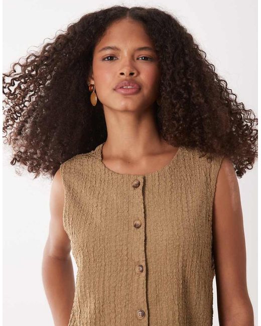 Jdy Brown Textured Waistcoat Co-ord