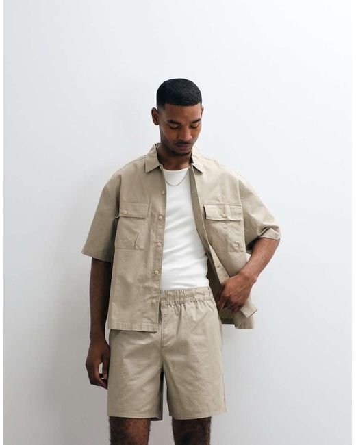 ASOS White Cotton Twill Shorts for men