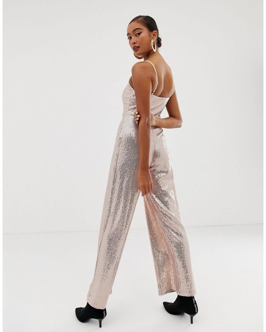 gold wide leg jumpsuit