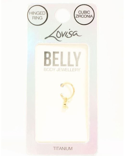 Lovisa Metallic Plated Titanium Cubic Zirconia Charm Belly Ring