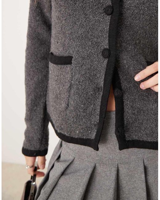 Cardigan Girocollo Bouclé di Nobody's Child in Gray
