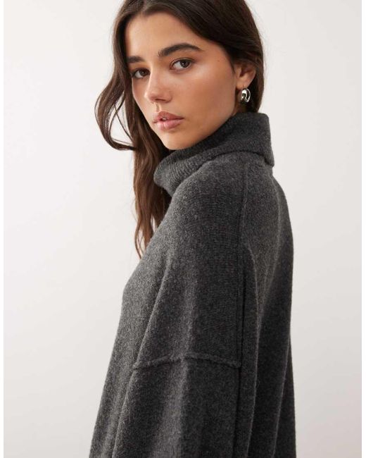 Weekday Black Turtle Neck Knitted Maxi Sweater Dress