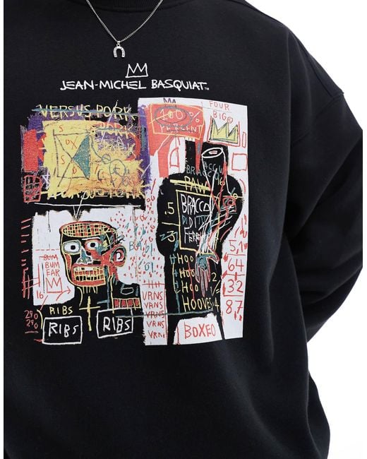 Cotton On Blue Cotton On Basquiat Art Print Relaxed Sweatshirt for men