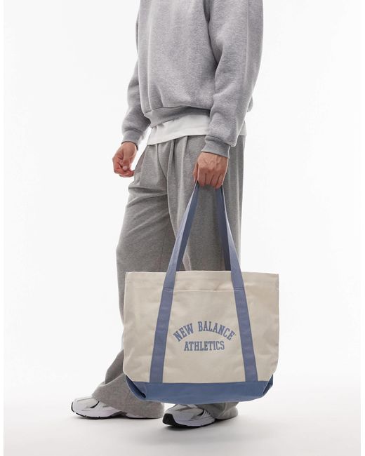 New Balance Gray Canvas Tote Bag for men