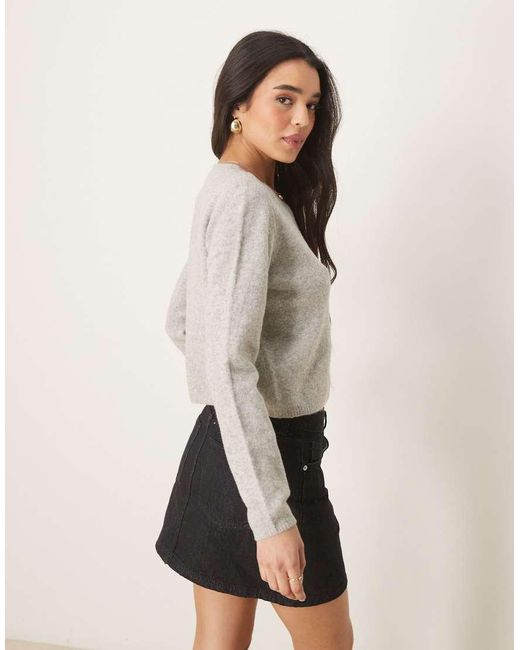 Jdy Natural Crew Neck Cardigan With Wool