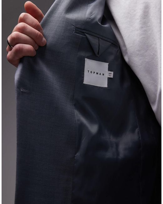 Topman Blue Relaxed Suit Jacket for men