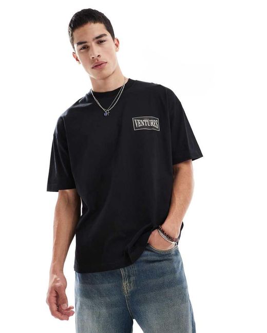ASOS Black Oversized T-Shirt With Sports Graphic for men