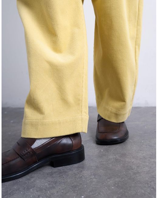 TOPSHOP Yellow Corduroy High Rise Barrel Leg Pants