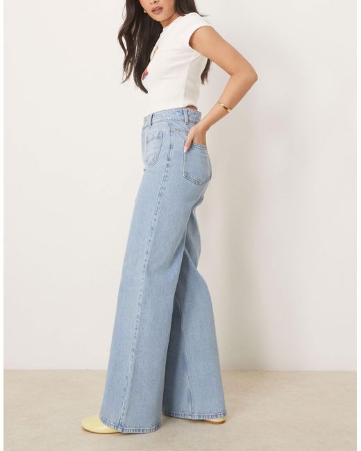 Jean large épuré avec poches à l'avant - clair ASOS en coloris Blue