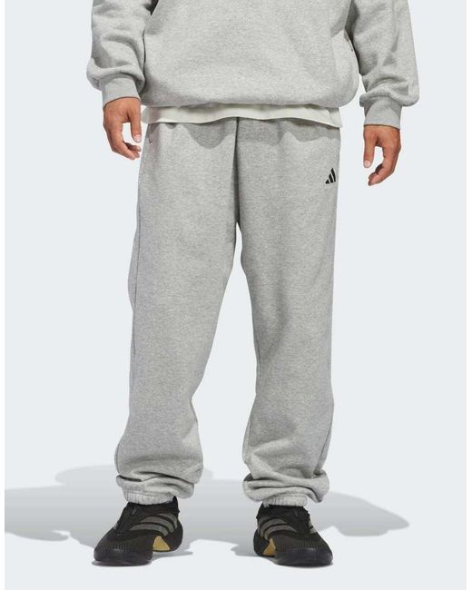 Adidas Originals Gray Adidas Basketball Fleece Joggers (Gender Neutral)