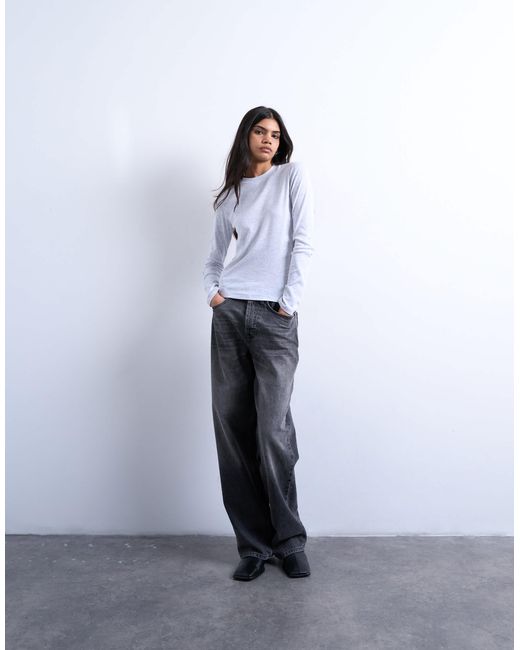 TOPSHOP Blue Long Sleeve Everyday Tee