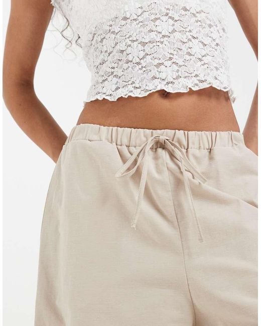 ASOS Natural Linen-look Longline Bermuda Shorts