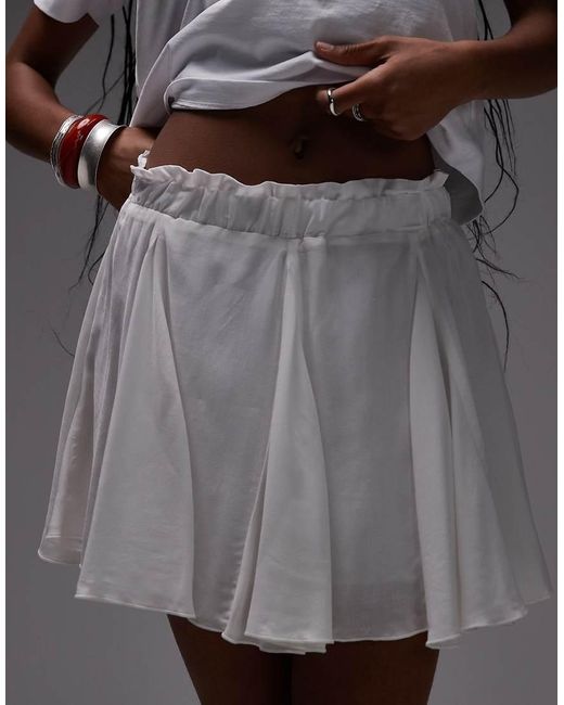 TOPSHOP Gray Cotton Flippy Mini Skirt With Godets