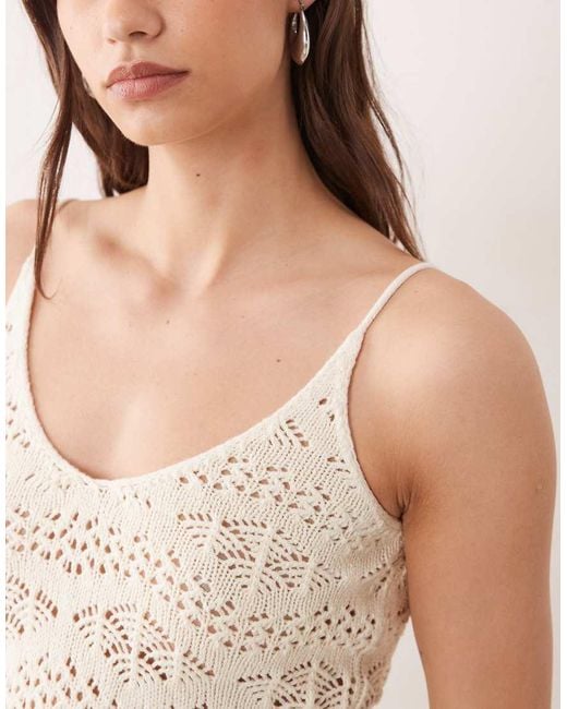 Miss Selfridge Natural Strappy Crochet Mini Dress