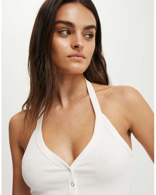 Cotton On Blue Alexa Button Front Halter