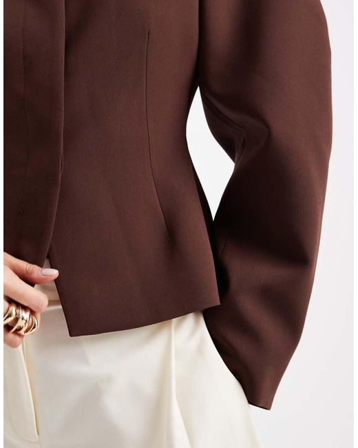 ASOS Brown Slash Neck Blazer