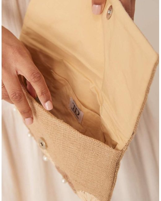True Decadence Envelopvormige Clutch Met Bloemen in het Natural