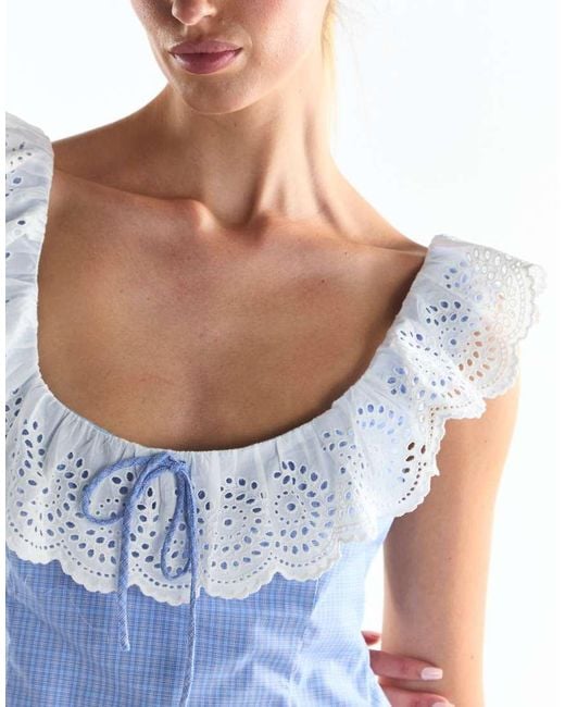Collective The Label Blue Ruffle Trim Top