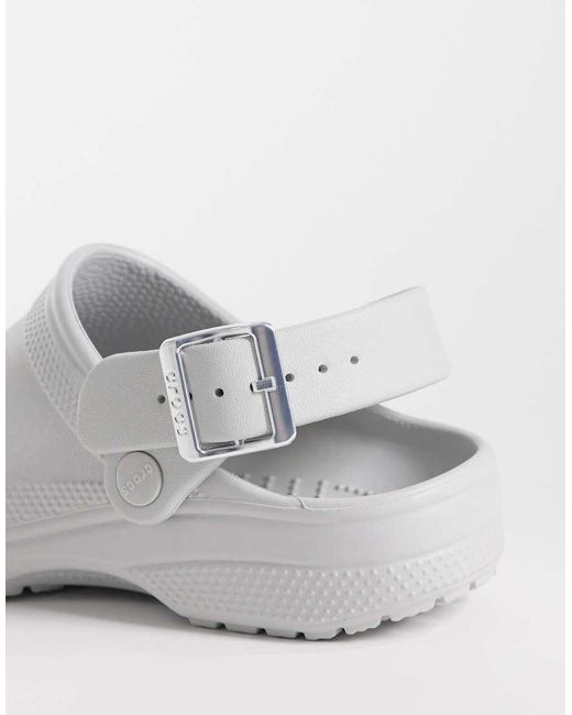 CROCSTM White Classic Metallic Buckle Clogs