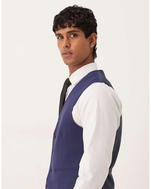 ASOS Blue Skinny Stretch Suit Waistcoat for men