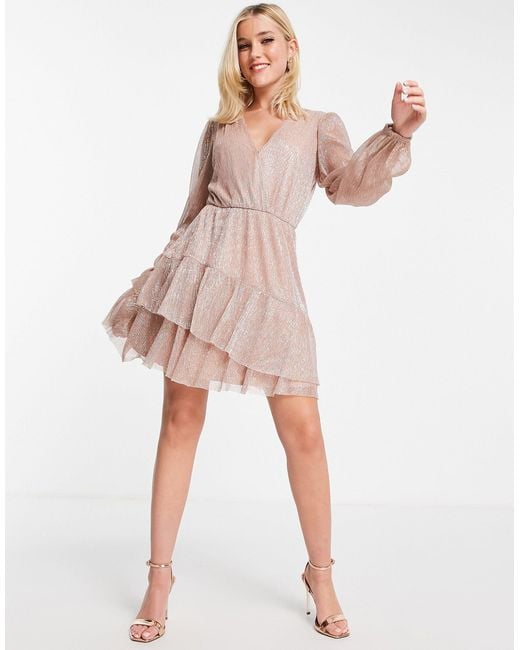 EVER NEW Plisse Wrap Front Frill Hem Mini Dress in Pink Lyst