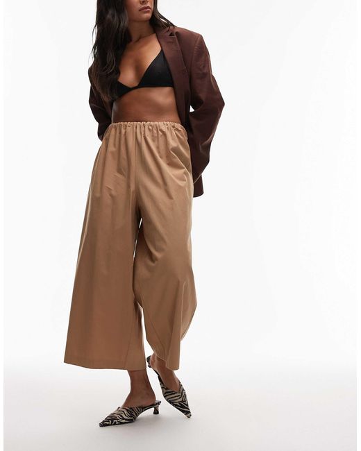 ASOS Brown Cotton Ultra Wide Leg Culottes