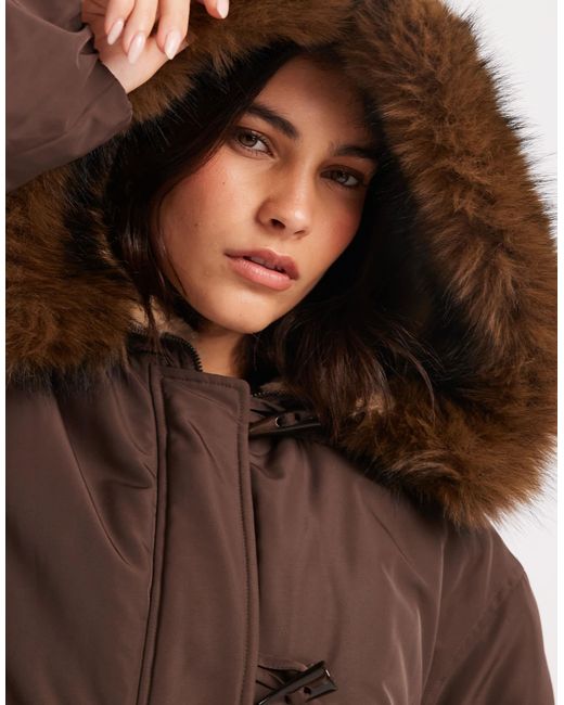 ASOS Brown Bomber Parka With toggle Detail