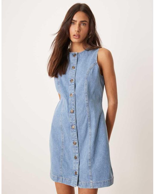 Nobody's Child Blue Ned Denim Pinny Mini Dress
